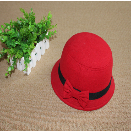 Cap female autumn and winter fashion hat small fedoras jazz hat female fashion dome woolen bow