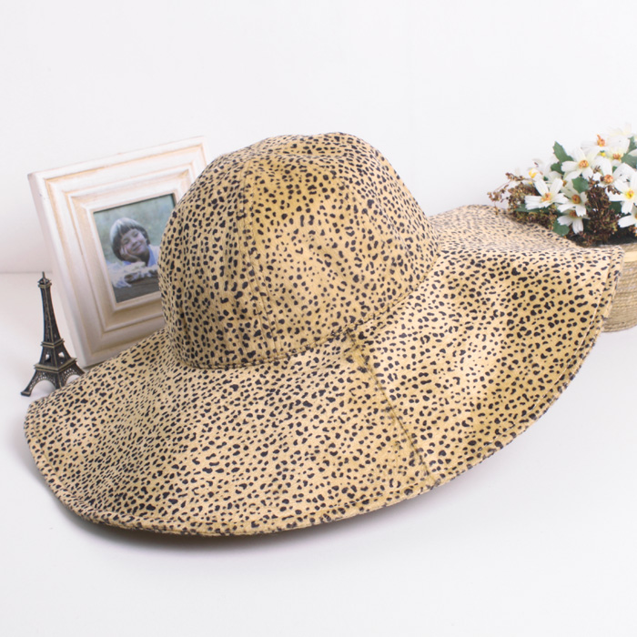 Cap female summer leopard print large brim hat beach cap sunbonnet sun hat sun hat