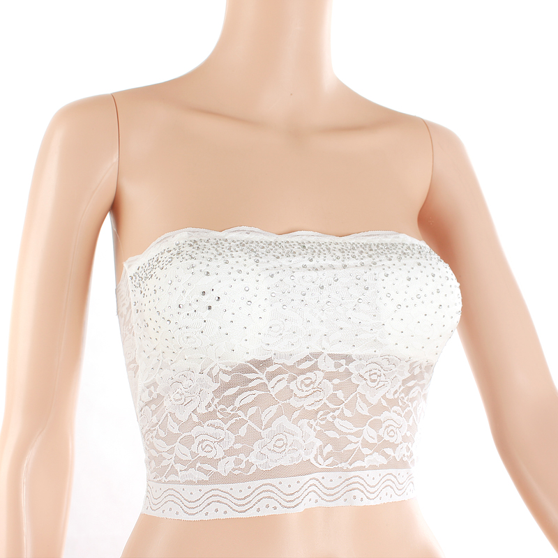 Capade h436 tube top Women lace decoration rhinestones pad tube top fashion vest