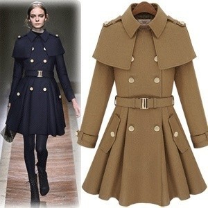 Cape cloak outerwear british style belt double breasted overcoat trench