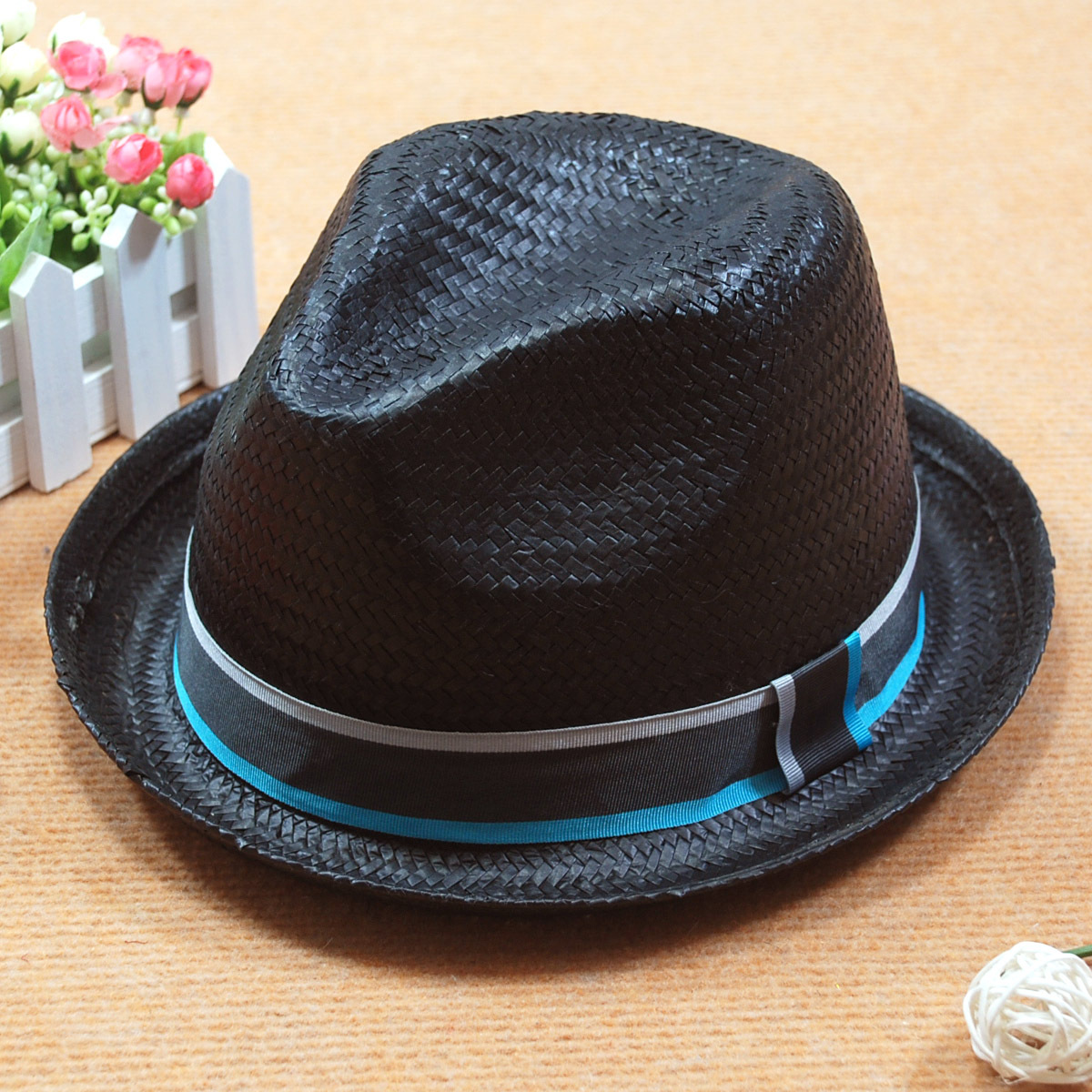 Captale fashion fedoras roll-up hem strawhat casual hat summer hat