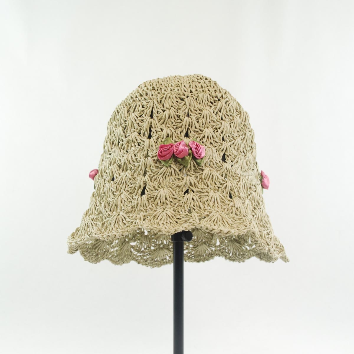 Captale hat female summer small flower gentlewomen bucket hats sunscreen strawhat bucket hat handmade straw braid