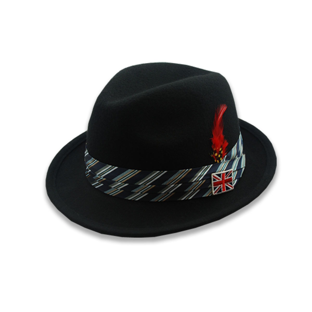 Captale hat national flag feather pure woolen small fedoras