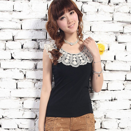 Card 2013 cutout o-neck basic vest lace spaghetti strap basic vest female c982