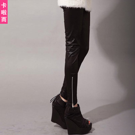 Card the trend of casual female 2012 women's faux leather zipper trousers legging c646