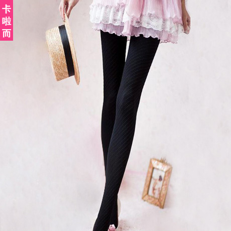 Card women's stockings ultra elastic oblique stripe rompers legging c61