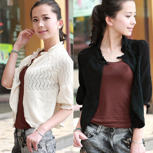 Cardigan female lantern sleeve shrug sweater short design cardigan female outerwear sun clothes