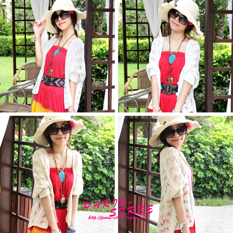 Cardigan female sweater cutout crotch thin short-sleeve sun protection clothing sweet plus size air conditioning shirt