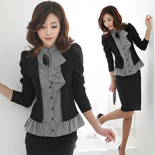 Career dress set 2013 spring women's fashion women's long-sleeve shirt skirt set
