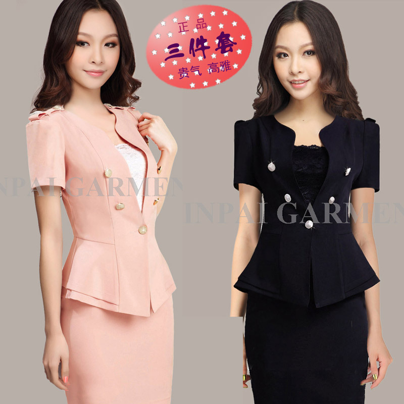 Career dress set summer plus size fashion women's skirt work wear slim suit 2209
