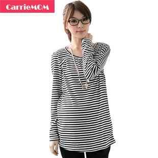 Carriemom maternity clothing autumn fashion maternity top maternity stripe sweater basic shirt 3597