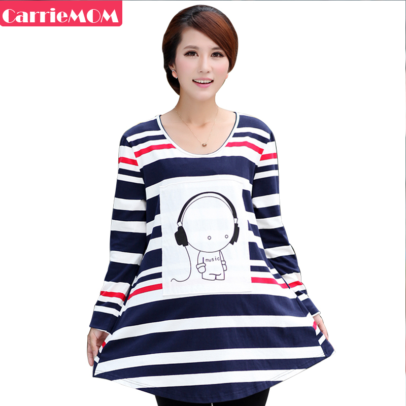 Carriemom maternity clothing maternity top fashion loose stripe maternity sweatshirt one-piece dress