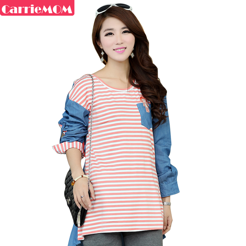 Carriemom maternity clothing spring maternity top long-sleeve stripe maternity shirt t-shirt loose