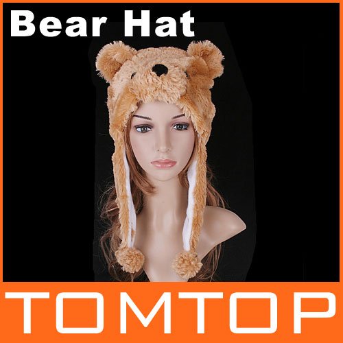 Cartoon Animal Hat  Cream-Coloured Bear Beanie, Free Shipping