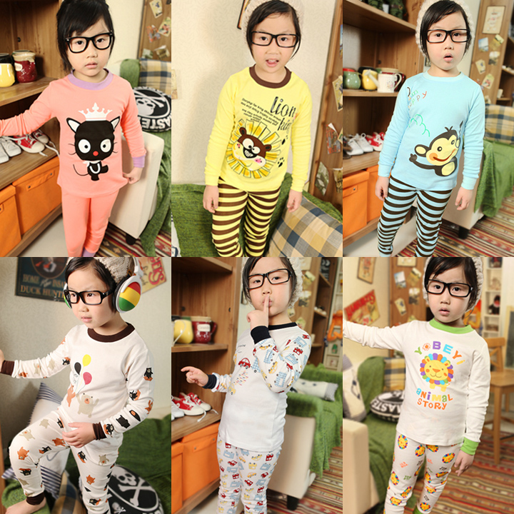 Cartoon baby child male girls clothing thickening lounge underwear set z0241