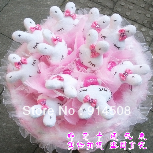 Cartoon bouquet birthday gift ideas girls rabbit doll bouquet dried flowers Valentine gifts free shipping W890
