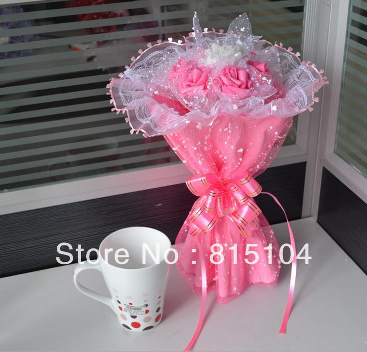 Cartoon bouquet Korea creative gifts of flowers of 7 simulation bouquet wedding supplies dried flowers Christmas gifts AS16