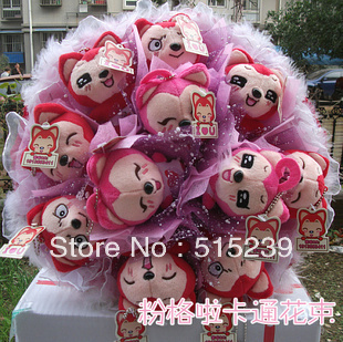 Cartoon bouquet tanuki doll birthday creative Christmas gift dried flowers fake bouquet ZA775