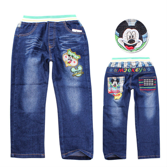 Cartoon boys girls Mickey jeans /Children's autunm spring casual pants(5pcs/lot),free shipping~~~