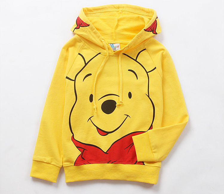 Cartoon  Clothing Bear Winnie Phoon Long-sleeve T-shirt Hoodie Pullover Sweatshirt 100% Cotton Yellow Color 1pcs Retail