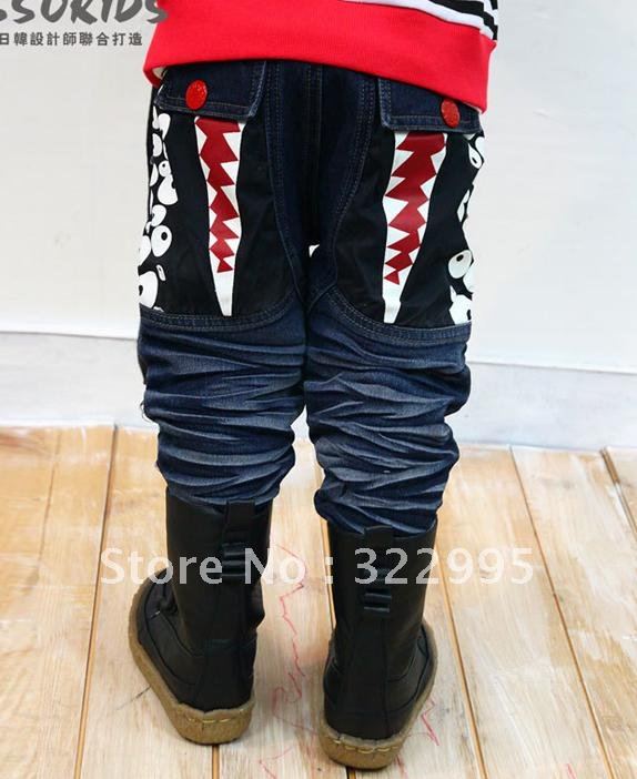 Cartoon crocodile Children jeans Korean version Spring and Autumn New Children's trousers  A532