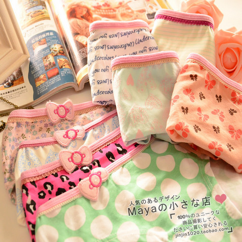 Cartoon dot small flower bow cotton panties women's low-waist comfortable close-fitting panties