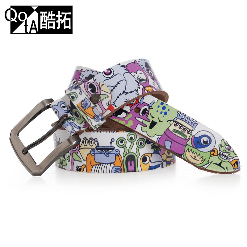 Cartoon fashion strap women's personalized decoration waist of trousers belt male belt genuine leather