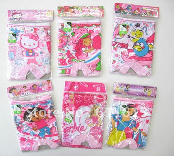 Cartoon girls straight Angle pants children underwear, individually packaged free shipping(12 pcs/lots)12pcs