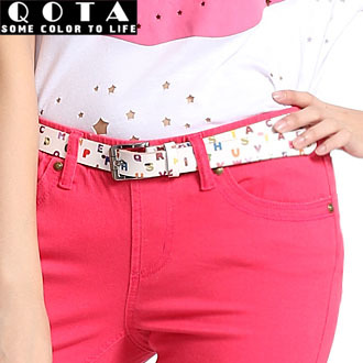 Cartoon letter genuine leather thin belt strap school wear non-mainstream belt Women