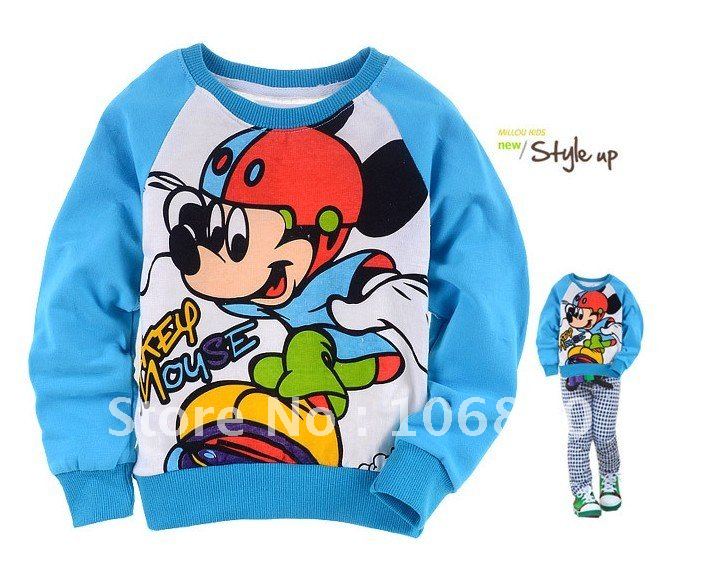 cartoon MICKEY MOUSE airplane printing children clothing boy's girl tops shirts Hooded Sweater free shipping