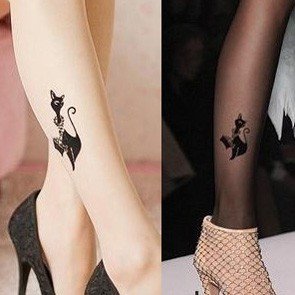 Cartoon sexy Kitty tattoo breeches silk stockings