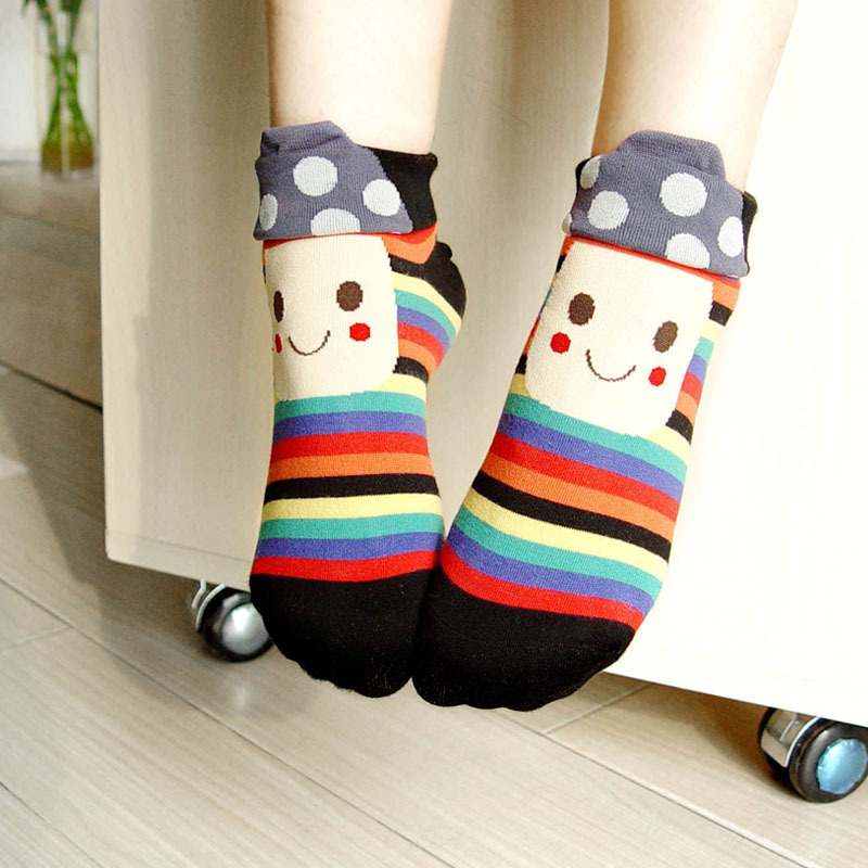 Cartoon socks mushroom short socks 100% cotton stripe socks ktc20