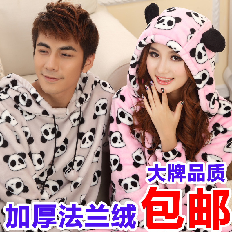 Cartoon spring and autumn lovers thickening FL velvet coral fleece sleepwear flannel lounge