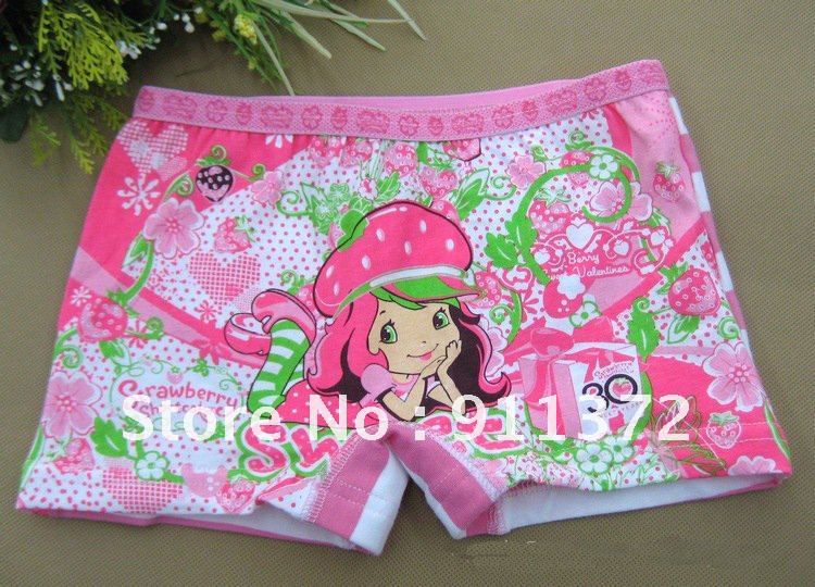 Cartoon Strawberry Girls' Flat Foot Panties 4 Sizes Mixed 12pcs/lot