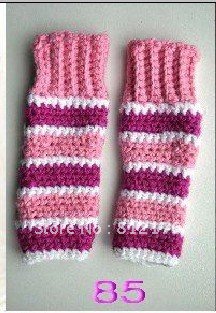 Cartoon style Children 10pairs hand-knitted socks, baby crochet arm warmers, color striped legging