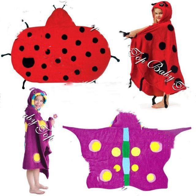Cartoon Swim Bathrobe Girls Robes Lady beetles, butterfly, cows, shark, bees Factory Saler best quality