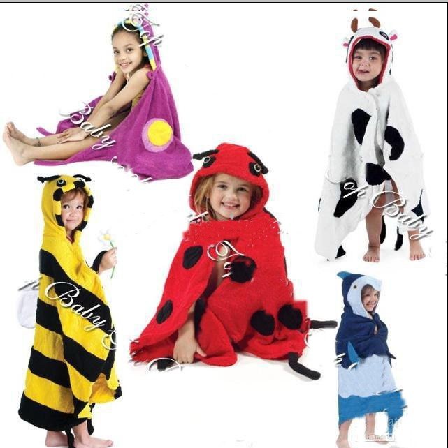 Cartoon Swim Bathrobe Girls Robes Lady beetles, butterfly, cows, shark, bees Factory Saler TOP BABY