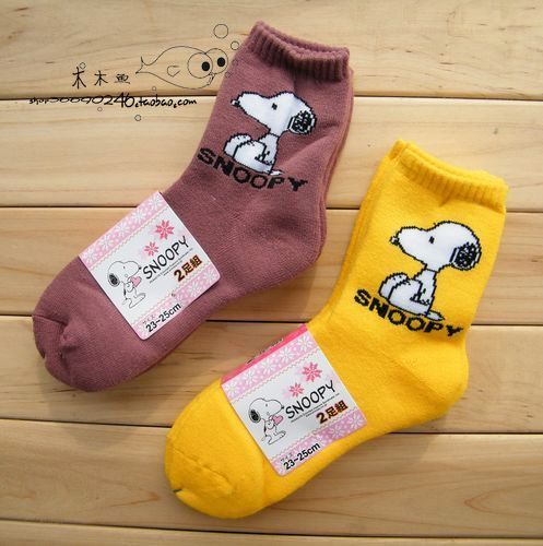 Cartoon winter thickening loop pile socks female cotton socks loop pile socks autumn and winter socks 2 double