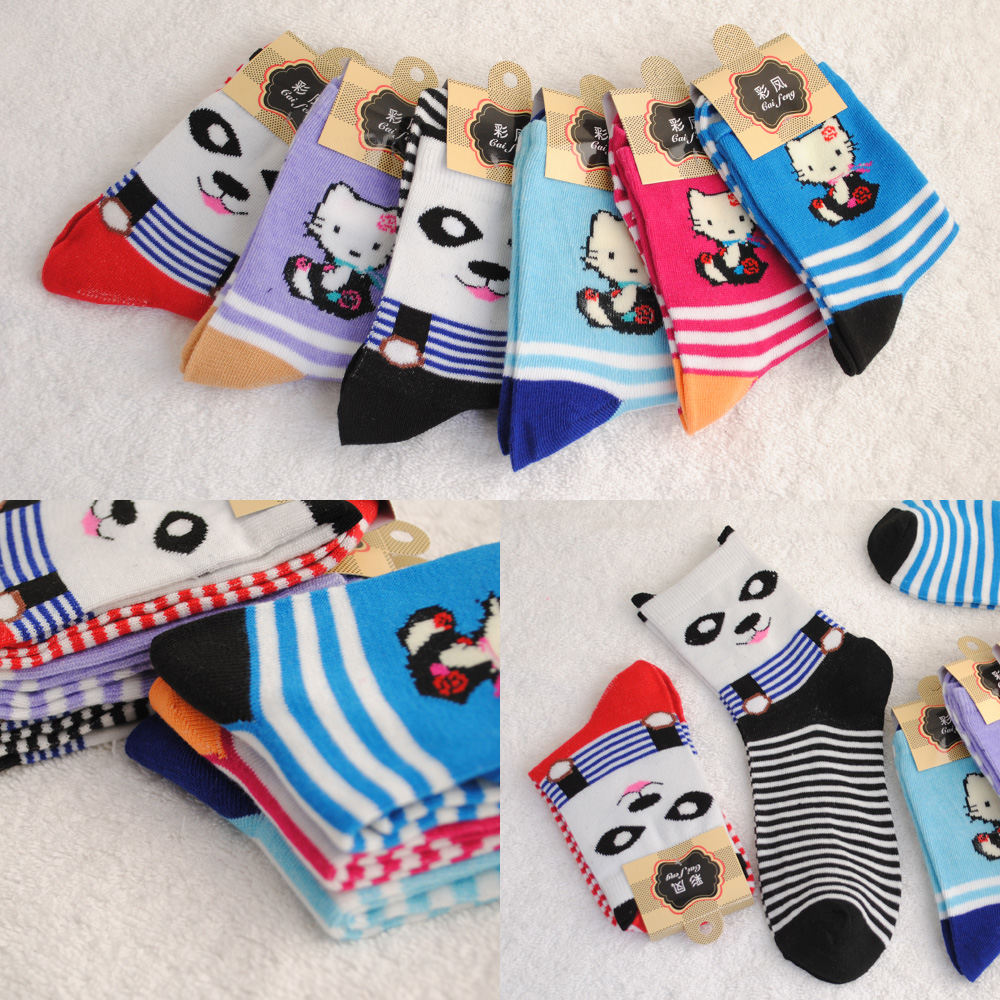 cartoon women's knee-high sock cartoon cotton socks spring socks