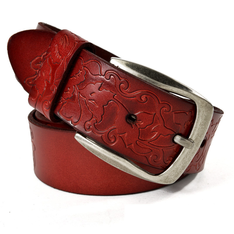 Carved women's genuine leather belt cowhide belt jeans belt