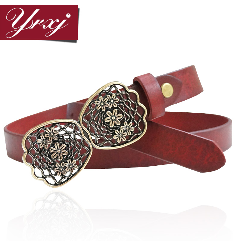 Carved yrxj cutout buckle women's national trend casual cowhide belt  genuine leather strap Women bj059