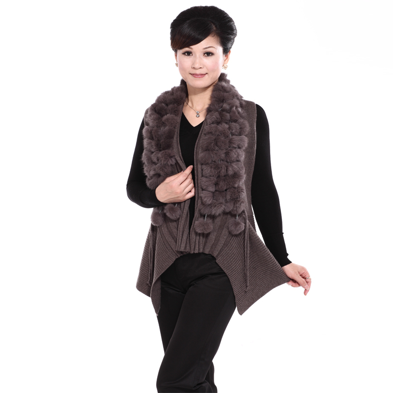 Cashmere blended fabric sweater cardigan autumn women's all-match fur vest outerwear