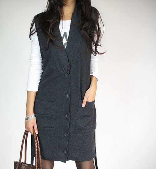 Cashmere blended fabric women's design long sleeveless cardigan vest outerwear plus size clothing