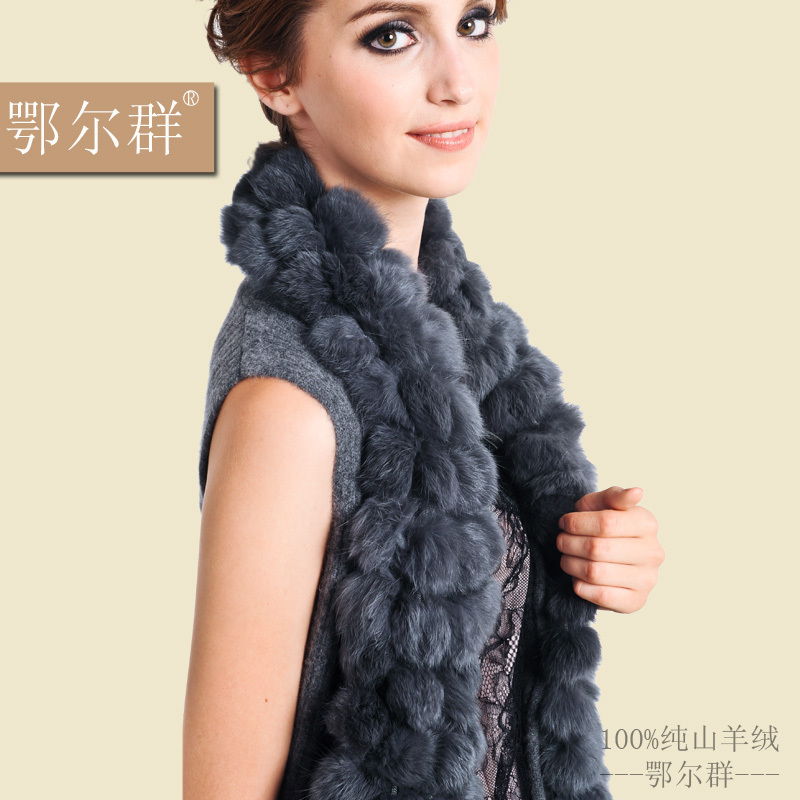 Cashmere cape leather hare fur collar patchwork cashmere cardigan cashmere knitted vest