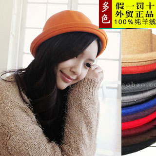 Cashmere dome fedoras summer cute hat female winter spring and autumn small round male
