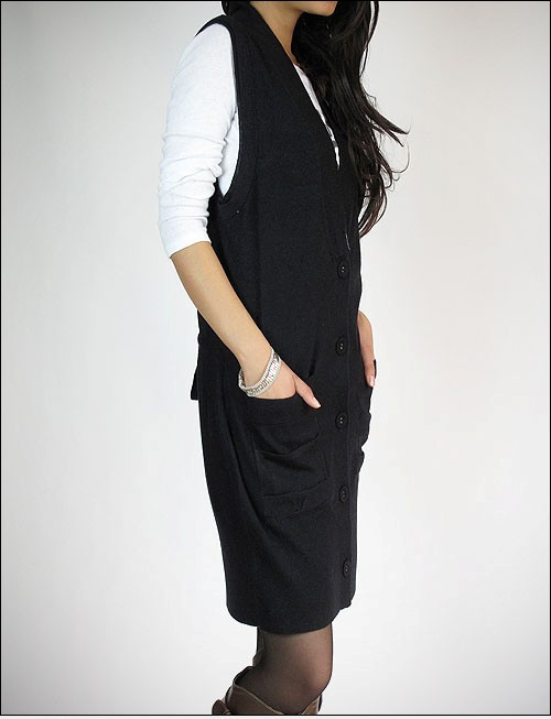 Cashmere long design sleeveless cardigan fashion cardigan white collar