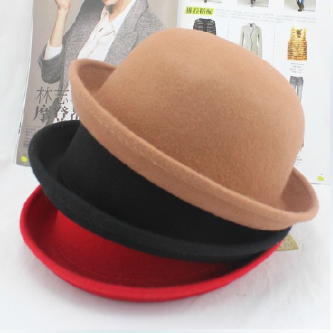 Cashmere pure woolen wool dome small fedoras women's autumn and winter fashion women's hat