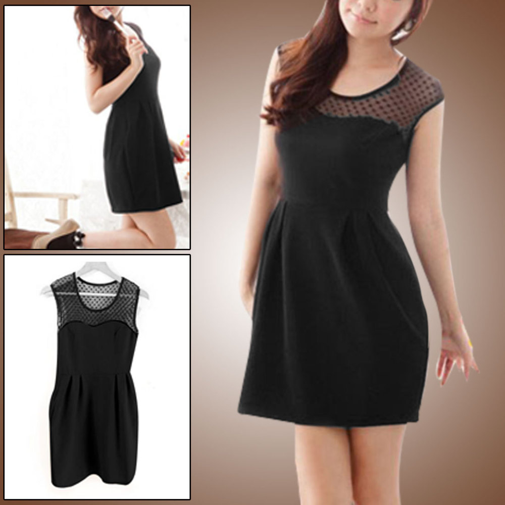 Casual 2013 NEW Stylish Black Round Neck Sleeveless Pullover Mini Dress for Women