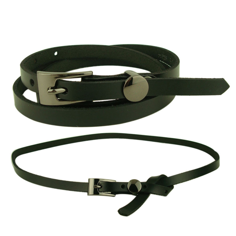 Casual all-match genuine leather personalized vintage women's thin belt cowhide tieclasps women's strap