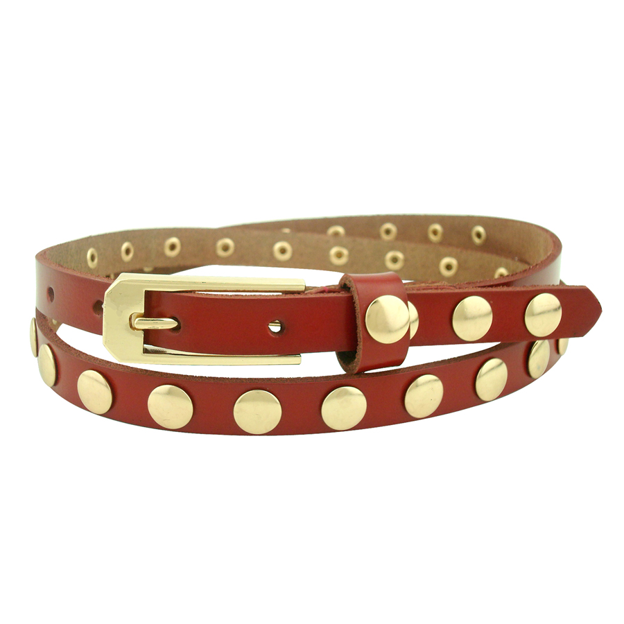 Casual all-match personality rivet color block genuine leather women's strap women's belt
